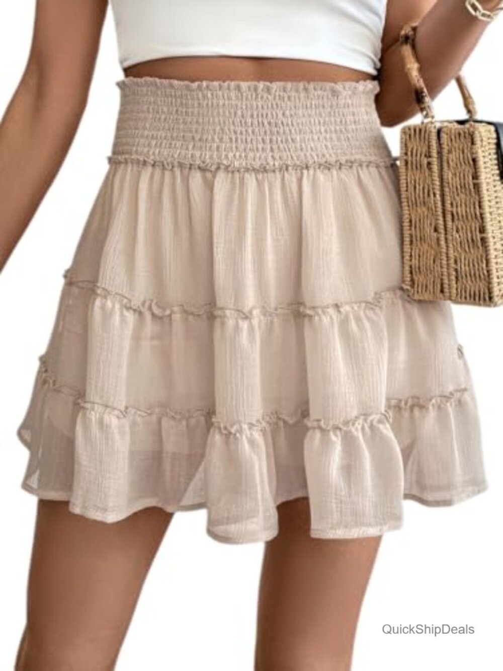 High Waisted Ruffle Pleated Tennis Skort with Built-in Shorts - Picture 3 of 6